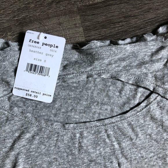 Free People Heather Grey Cutout Tee S - Picture 6 of 9
